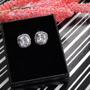 4 carat Cubic Zirconia Cushion Cut Stud Earrings